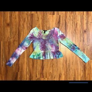 Hand Dyed Ruffled Bottom Crop Top